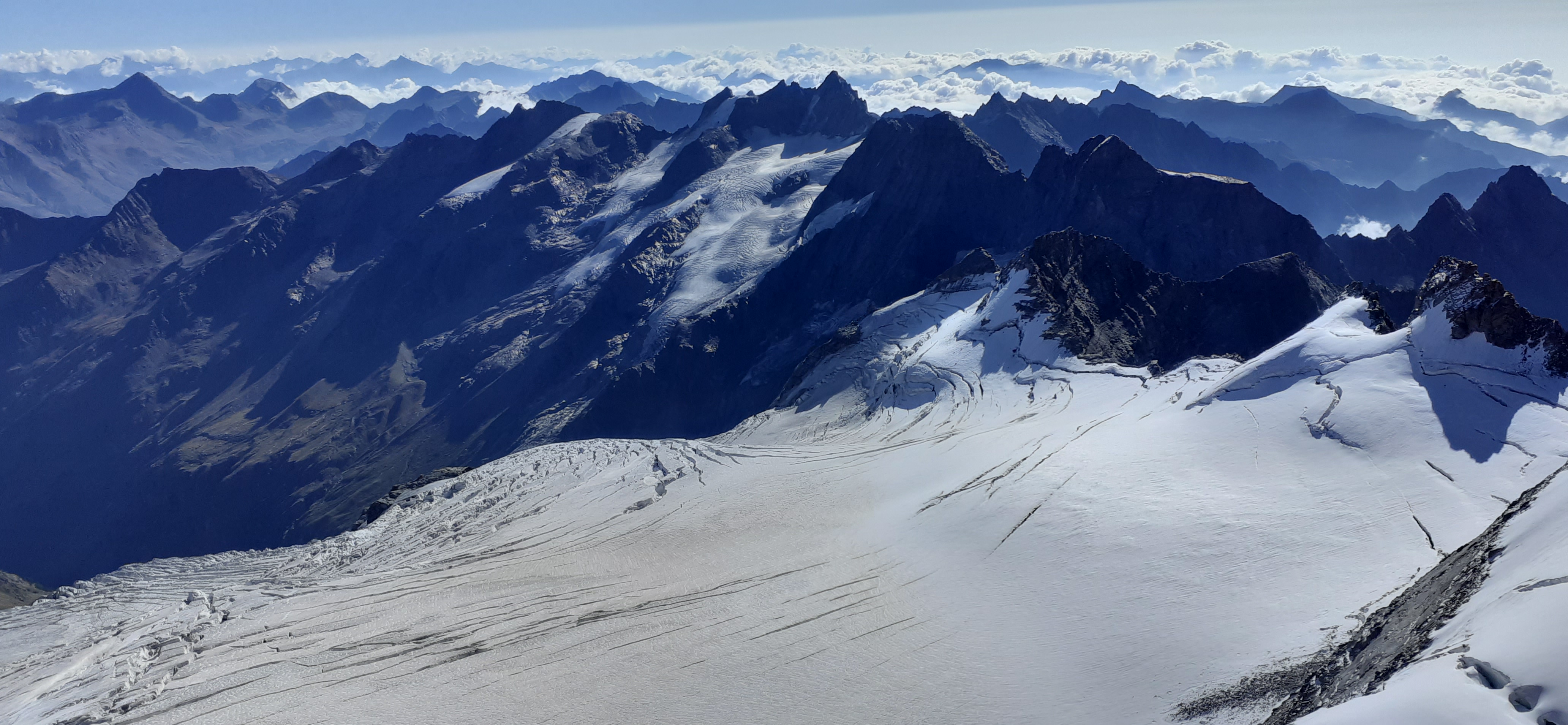 View from the summit of the Gran Paradiso, 4058m (2022)